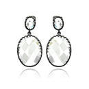 Silver 925 Rhodium Plated Round Black Matte CZ Dangling Earrings - BGE00272 | Silver Palace Inc.