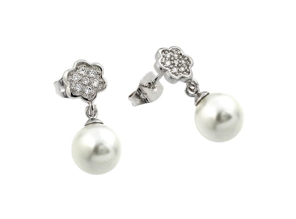 925 Sterling Silver Rhodium Plated Contemporary Drop Earring main image 1
