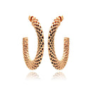 Closeout-Silver 925 Two Toned Rose Gold and Black Rhodium Plated Crescent Box Link Italian Stud Earrings - ITE00019RGP | Silver Palace Inc.