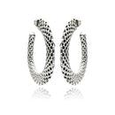 Closeout-Silver 925 Two Toned Black and Rhodium Plated Crescent Box Link Italian Stud Earrings - ITE00019RH | Silver Palace Inc.