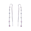 Silver 925 Rhodium Plated Multicolor CZ Single Strand Dangling Hook Earrings - STE00084 | Silver Palace Inc.