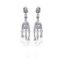 Closeout-Silver 925 Rhodium Plated Chandelier CZ Dangling Earrings - STE00145 | Silver Palace Inc.