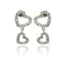 Silver 925 Rhodium Plated Heart CZ Dangling Earrings - STE00240 | Silver Palace Inc.
