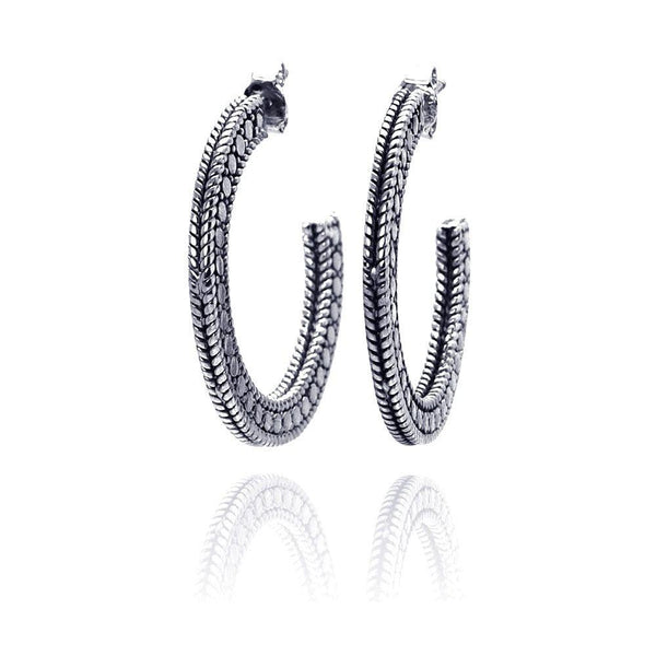 Closeout-Silver 925 Rhodium Plated Braided Stud Earrings - STE00413 | Silver Palace Inc.