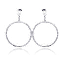 Closeout-Silver 925 Rhodium Plated Round CZ Dangling Earrings - STE00510 | Silver Palace Inc.