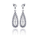 Silver 925 Rhodium Plated Teardrop Marquis CZ Dangling Earrings - STE00660 | Silver Palace Inc.