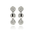 Silver 925 Rhodium Plated Round Cluster CZ Dangling Stud Earrings - STE00882 | Silver Palace Inc.
