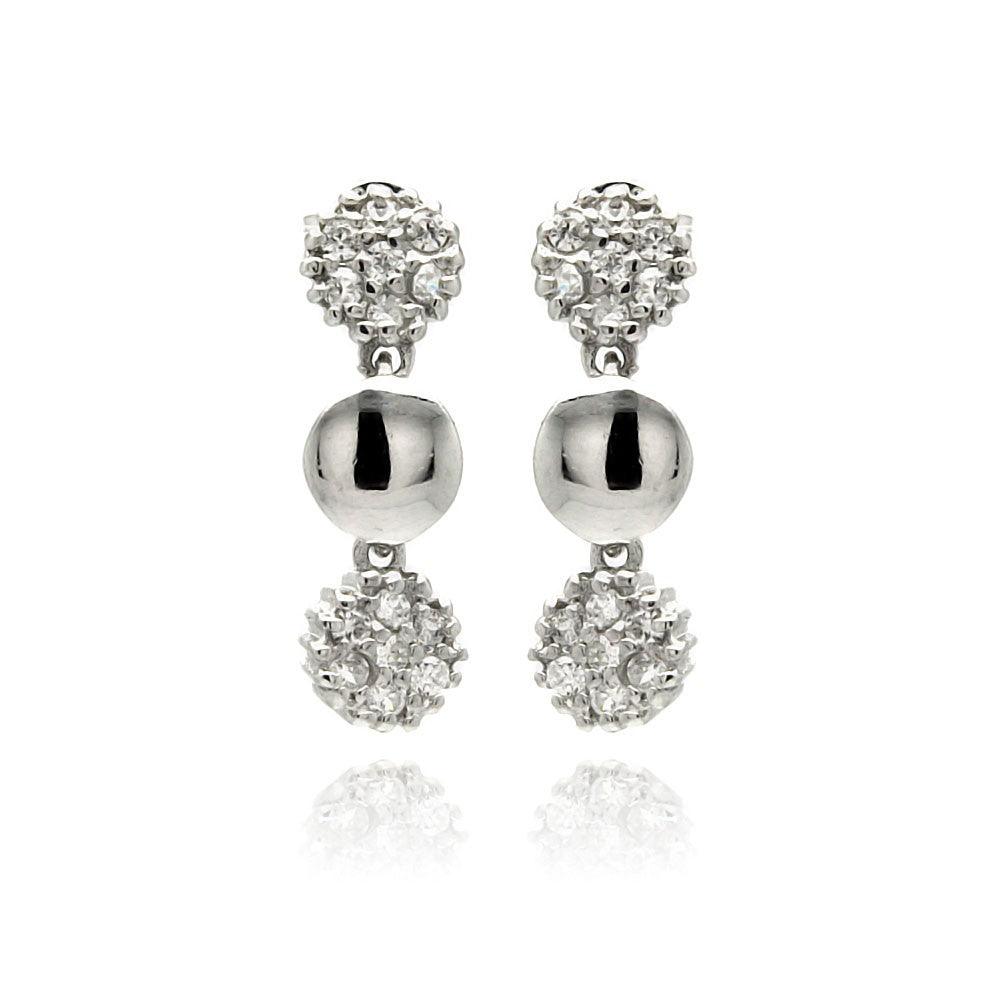 Rhodium Plated Cz Stud Earring For Women