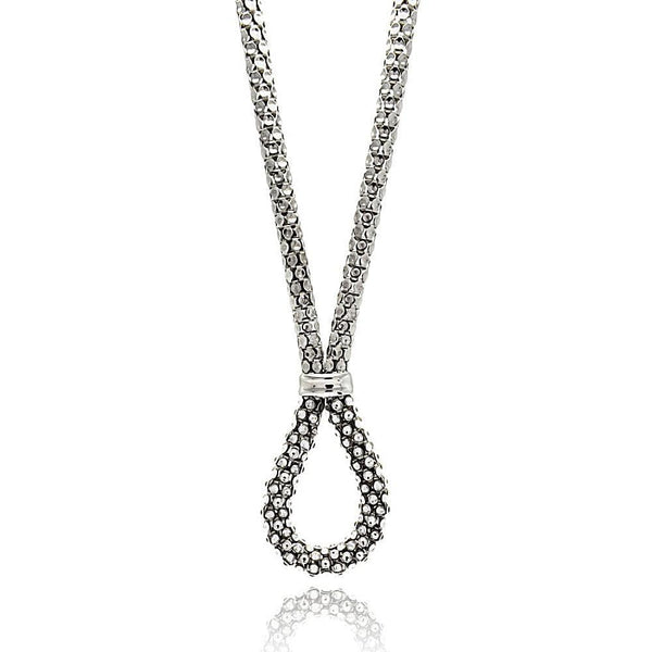 Closeout-Silver 925 Rhodium Plated Multiple Disc CZ Italian Necklace - ITN00040RH | Silver Palace Inc.