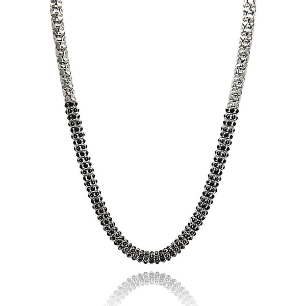 Closeout-Silver 925 Rhodium Plated Black CZ Italian Necklace - ITN00042BLK | Silver Palace Inc.