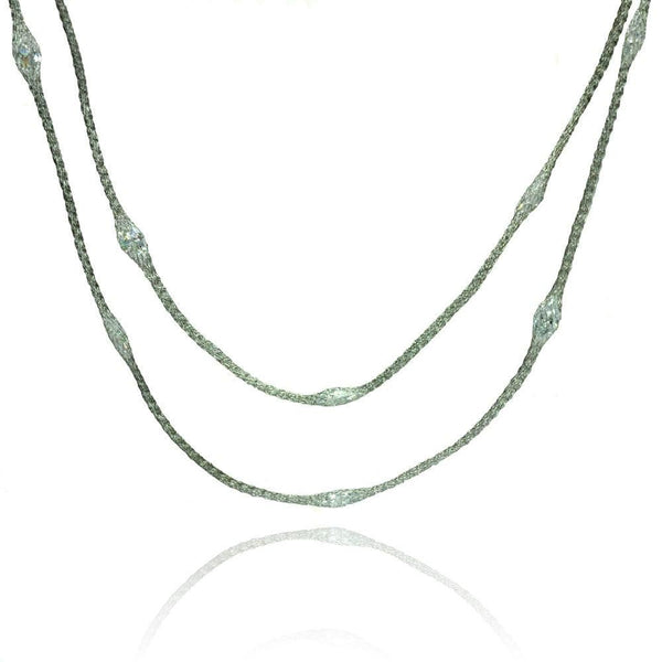 Silver 925 Rhodium Plated Mystical Chain Clear CZ Italian Necklace - ITN00051RH | Silver Palace Inc.