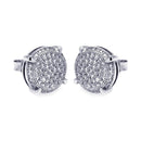 Silver 925 Rhodium Plated Micro Pave Clear Circle CZ Stud Earrings - ACE00046 | Silver Palace Inc.