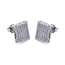 Silver 925 Rhodium Plated Micro Pave Clear Square CZ Stud Earrings - ACE00048 | Silver Palace Inc.