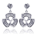 Silver 925 Rhodium Plated Micro Pave Clear Flower CZ Dangling Stud Earrings - ACE00049 | Silver Palace Inc.