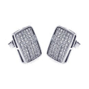 Silver 925 Rhodium Plated Micro Pave Clear Rectangle CZ Stud Earrings - ACE00051 | Silver Palace Inc.