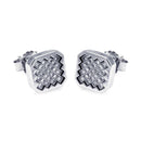 Silver 925 Rhodium Plated Micro Pave Clear Sun Square CZ Stud Earrings - ACE00053 | Silver Palace Inc.