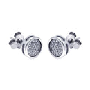 Silver 925 Rhodium Plated Micro Pave Clear Square CZ Stud Earrings - ACE00054 | Silver Palace Inc.