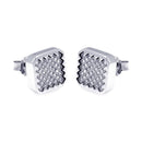 Silver 925 Rhodium Plated Micro Pave Clear Round CZ Earrings - ACE00055 | Silver Palace Inc.