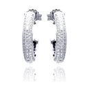 Silver 925 Rhodium Plated Micro Pave Clear Round CZ Hoop Earrings - ACE00056 | Silver Palace Inc.