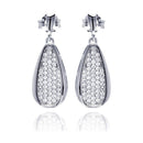 Silver 925 Rhodium Plated Micro Pave Clear Teardrop CZ Dangling Stud Earrings - ACE00057 | Silver Palace Inc.