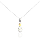 Silver 925 Rhodium Plated Multi Colored Pearl Clear CZ Drop Pendant Necklace - BGN00050 | Silver Palace Inc.