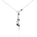 Silver 925 Rhodium Plated Multi Pearl Drop Pendant Necklace - BGN00051 | Silver Palace Inc.
