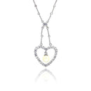 Closeout-Silver 925 Clear CZ Rhodium Plated Pearl Heart Pendant Necklace - BGP00026 | Silver Palace Inc.