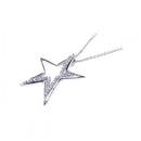 Silver 925 Clear CZ Rhodium Plated Star Pendant Necklace - BGP00042 | Silver Palace Inc.
