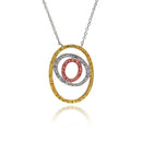 Silver 925 Rhodium Plated Open Double Circle Multi-color CZ Necklace - BGP00043 | Silver Palace Inc.