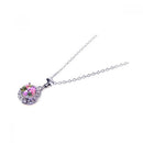 Closeout-Silver 925 Multi Color CZ Rhodium Plated Solitaire Pendant Necklace - BGP00052 | Silver Palace Inc.