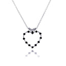 Silver 925 Black CZ Rhodium Plated Heart Pendant Necklace - BGP00055 | Silver Palace Inc.