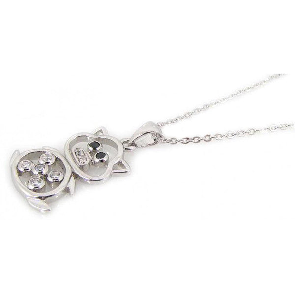 Closeout-Silver 925 Rhodium Open Bear CZ Necklace - BGP00195 | Silver Palace Inc.