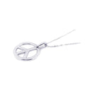 Silver 925 Rhodium Open Peace Sign CZ Necklace - BGP00197 | Silver Palace Inc.