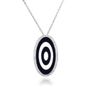 Closeout-Silver 925 Rhodium Oval Evil Eye CZ Necklace - BGP00204 | Silver Palace Inc.