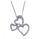 Closeout-Silver 925 Rhodium Multiple Graduated Open Heart CZ Necklace - BGP00210 | Silver Palace Inc.