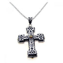Silver 925 Rhodium Cross Small Center Square CZ Necklace - BGP00216 | Silver Palace Inc.