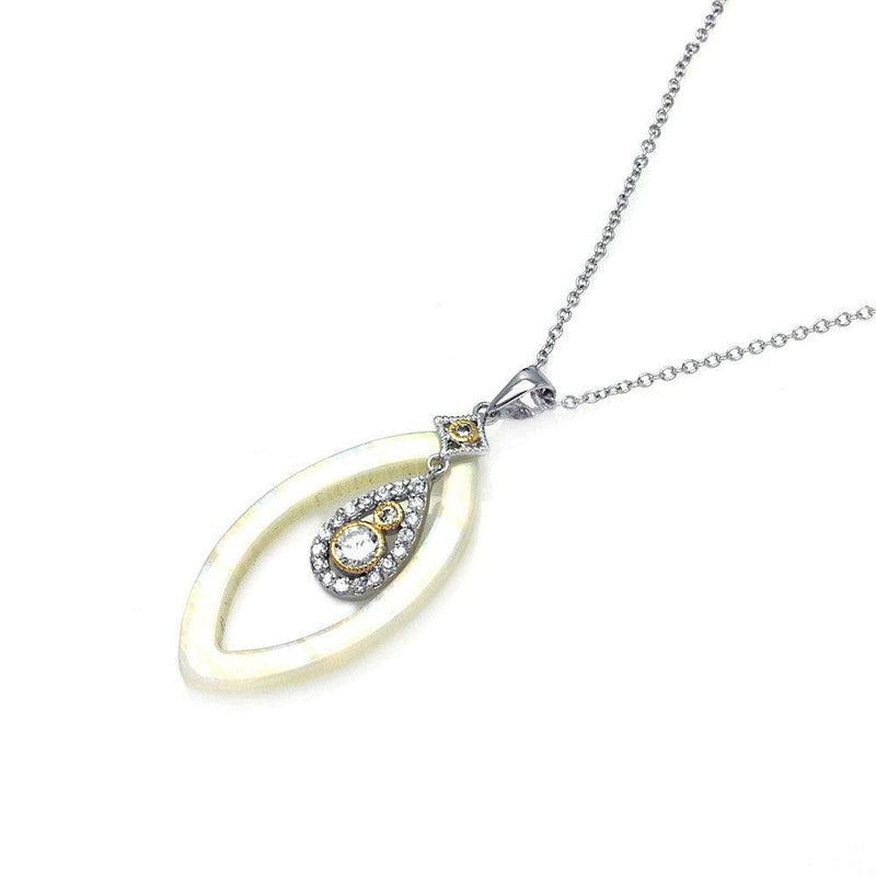 Closeout-Silver 925 Rhodium Open Marquise CZ Necklace - BGP00220 | Silver Palace Inc.