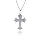 Silver 925 Rhodium Cross CZ Necklace - BGP00231 | Silver Palace Inc.