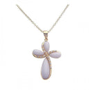 Silver 925 Gold Plated Ivory Cross CZ Necklace - BGP00259 | Silver Palace Inc.