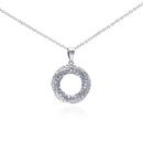 Silver 925 Rhodium Plated Open Circle CZ Dangling Necklace - BGP00265CLR | Silver Palace Inc.