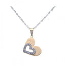 Silver 925 Gold Rhodium Plated Double Open Heart CZ Necklace - BGP00268 | Silver Palace Inc.