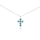 Silver 925 Rhodium Plated Cross Evil Eye CZ Necklace - BGP00269 | Silver Palace Inc.