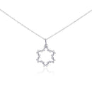 Closeout-Silver 925 Rhodium Plated Open Star CZ Necklace - BGP00290 | Silver Palace Inc.