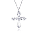 Closeout-Silver 925 Rhodium Plated Cross CZ Necklace - BGP00297 | Silver Palace Inc.