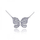 Silver 925 Rhodium Plated Butterfly CZ Necklace - BGP00299 | Silver Palace Inc.