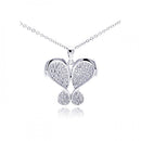 Silver 925 Rhodium Plated Butterfly Plated CZ Necklace - BGP00306 | Silver Palace Inc.