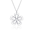 Closeout-Silver 925 Rhodium Plated Open Flower CZ Necklace - BGP00321 | Silver Palace Inc.