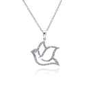 Silver 925 Rhodium Plated Open Dove CZ Necklace - BGP00334 | Silver Palace Inc.