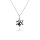 Silver 925 Rhodium Plated Open Star Black Filigree CZ Necklace - BGP00373 | Silver Palace Inc.