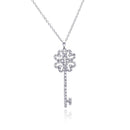 Silver 925 Rhodium Plated Open Heart Key CZ Necklace - BGP00375 | Silver Palace Inc.